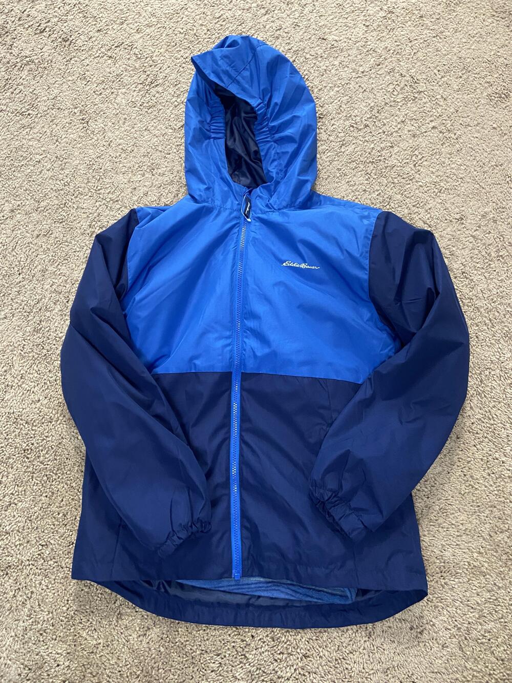 Eddie Bauer Jacket Youth Large 14-16 Blue Colorblock 3-in-1 Hooded Fleece Lined